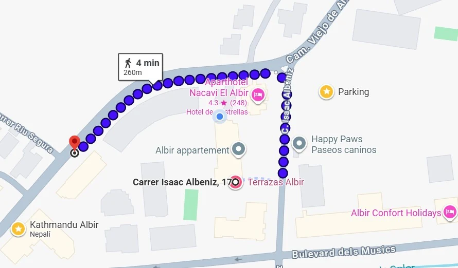 Mapa con el contenedor amarillo más próximo, en Camino Viejo de Altea